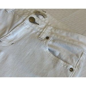 Women’s White Ivory Stretch Jeans Denim Zip Style 336 Size 6 Embroidered Pockets